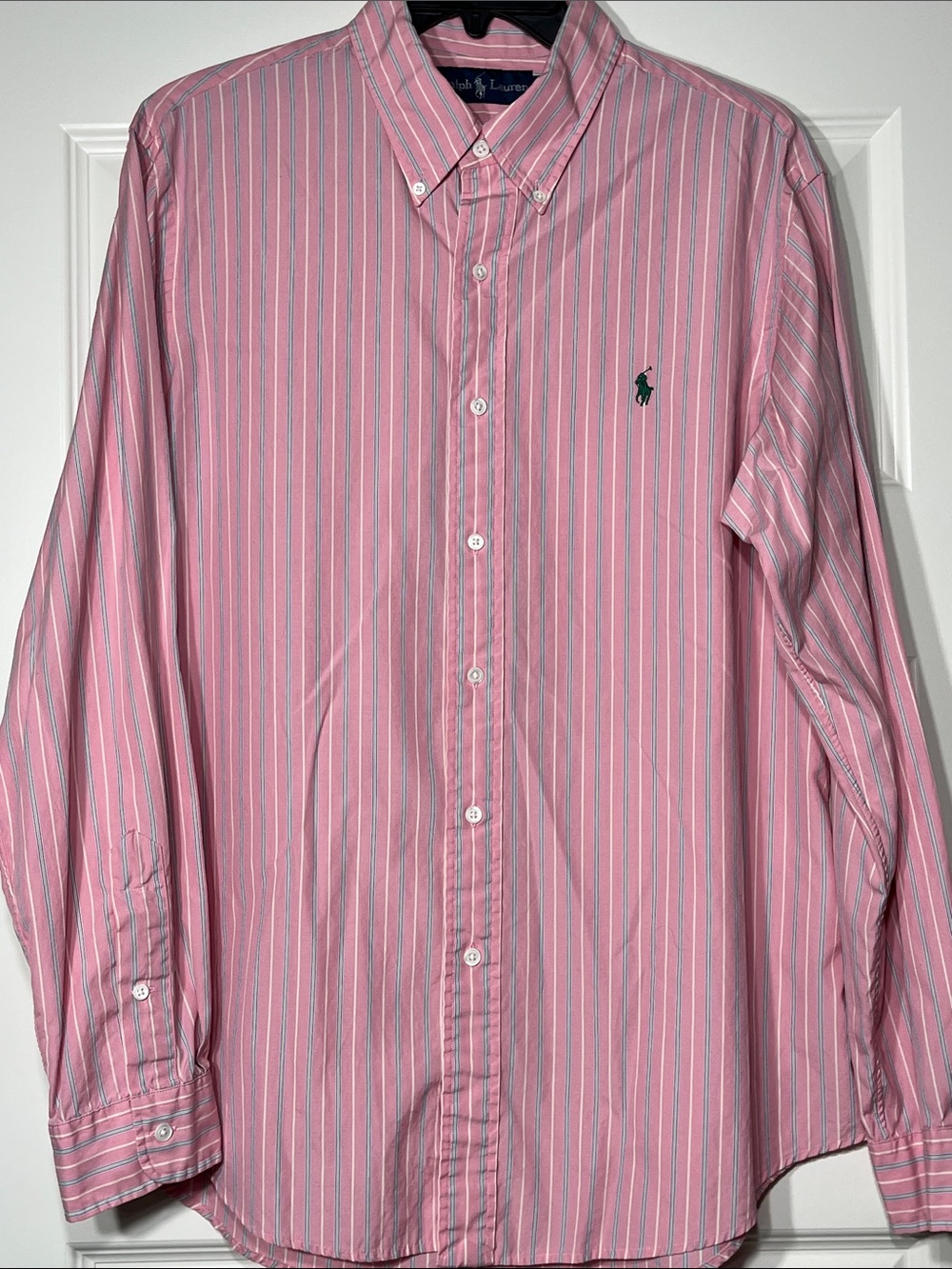 Vintage Polo Ralph Lauren Pink Stripe Button Down Shirt Men’s Large Cotton